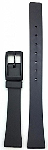 14mm Black Rubber Watch Band -- Comfortable, Flexible, and Durable PVC Material Replacement Wrist Strap for Women