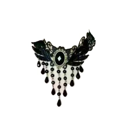 MIQIQAO Black Lace Choker with Crystal Pandent Necklace Clavicle Chain Choker Necklace for Women and Girls