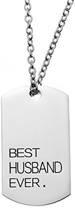 COMISAN Stainless Steel Polished to Mirror Memorial Engraved Charm Tag Pendant Necklace