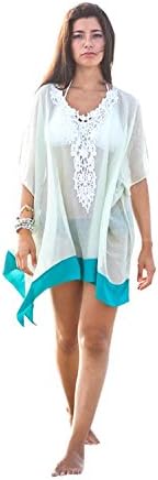 Womens Fashion Oversized Lace Swimsuit Beach Cover Up Summer Dress-Mint/Blue