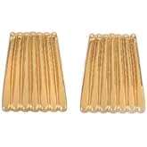 Ribbed Gold Statement Earrings – Women’s 18K Gold-Plated Lightweight Rectangle Earrings, Chic Everyday Jewelry for Pierced Ears