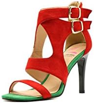 Shoebox Kicks Multi-Colored Gladiator High Heels (8, Red)