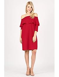 Vestido de cóctel para mujer, manga 3 4, talla grande y sin hombros, hecho en Estados Unidos