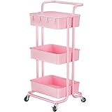 Pipishell 3 Tier Rolling Cart with Table