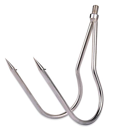 Cyfie Fishing Harpoon, Fishing Landing Hook, Weed Rake, 4.8Ft Retractable Telescopic Pole, Stainless Steel Fishing Gig Gaff Hook with 8mm Screw