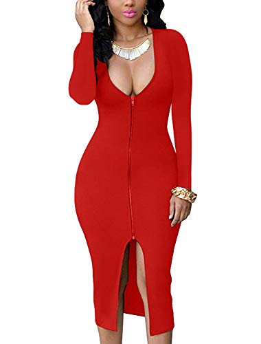 front zipper midi dress