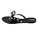 TENGYUFLY Womens Rivets Bowtie Flip Flops Jelly Thong Sandal, Black, Size 8.0