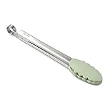 Zeal Silicone Non-Scratch Kitchen Tongs (10”/26cm) With Stainless Steel Handles (Sage Green)