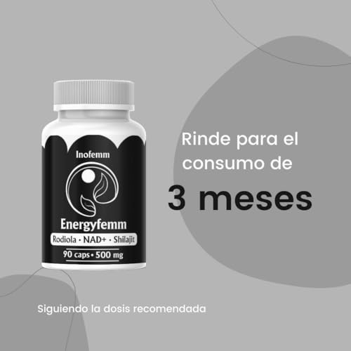 Energyfemm (Rhodiola Rosea, NAD+, Shilajit) Suplemento Alimenticio 90 Cápsulas Energía