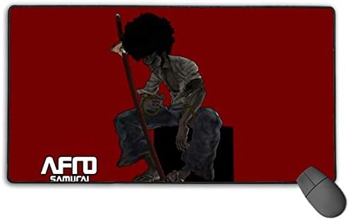 Professional Computer Mouse Pad with Stitched Edges, Long Big Durable Mouse Mats, Justice from Afro Samurai Hot Blood Anime Red Poster Decorative Gaming Desk Pad for Teens Working