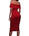 TIKSAWON Womens Sexy Ruched Off Shoulder Bodycon Clubwear Stage Dress XL Red
