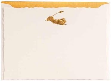 G.Lalo Versailles Set 635/80 Writer's Hand Gold Hand Engraved 4 1/4" x 6" White Deckle Edged Envelopes With Gold Lining Set of 8 Cards &amp; Envelopes
