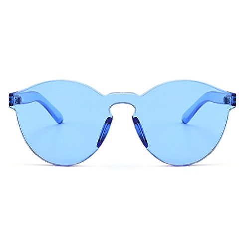 Armear Oversized One Piece Rimless Tinted Sunglasses Clear Colored Lenses (Blue, 58)