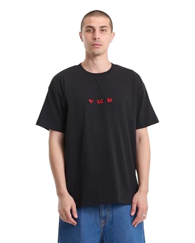Volcom Men’s Short Sleeve Logo T-Shirt – Soft Cotton Crewneck Graphic Tee, Black FA, Medium at Amazon