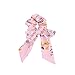 Hair Scarf Silk Scrunchies Ponytail - (4 Pack) SOLID DREAM FLOWERS Hair Ties (Black, Blue, Pink, White) Designs to match Different Outfits – Satin Silk Hair Bands for Women Teen Tween Hair Scarves Tie