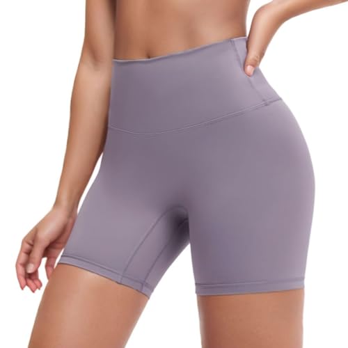 MEIDES YOGA SHORTS WITH TUMMY CONTROL NO FRONT SEAM HIGH WAIST BOOTY ATHLETIC WORKOUT GYM BIKER RUNNING SHORTS FOR WOMEN PURPLISH PINK