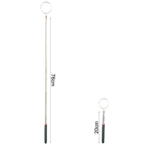 Telescopic Inspection Mirror, Circular Inspection Mirror, Telescopic Inspection Mirror, Flexible Inspection Mirror 360 Rotation, with Buckle Large Round Welding Mirror (Inspection Mirror-01)