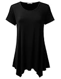 JJ Perfection Women's Short Sleeve Loose Fit Swing Tunic Top T-Shirt BLACK 3XL