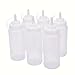 Plastic Translucent White Squeeze Condiment Bottles with Tip Cap,16 Oz,Set of 6Pcs