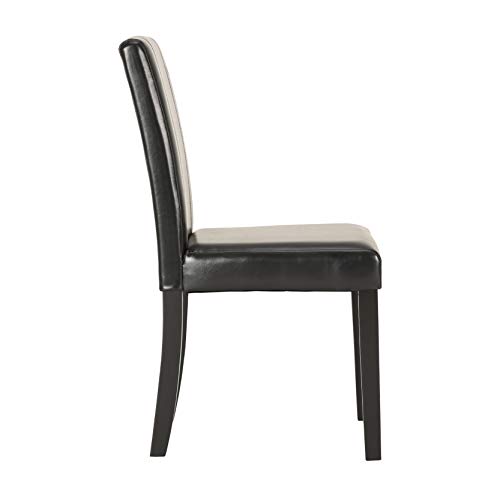 Upholstered Dining Chairs with Solid Wooden Legs, Modern Stylish PU Leather Padded Parsons Chairs Set of 4 (Black) - Thumbnail 3