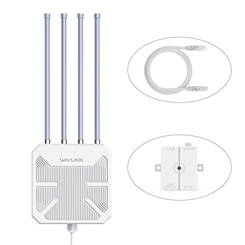Wavlink WiFi6 Outdoor Mesh Router/Ap/Repetidor, de Doble Banda 2.4G+5G AX1800 al Aire Libre WiFi Mesh Extender con PoE/4x8dBi Antenas /IP67 Resistente a la Intemperie Señal Booster Amplificador