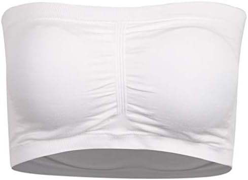 CLANDY Women's Seamless Bandeau Bra, Basic Padded Wire-Free Stretch Tube Top Bra 1-3 Pack