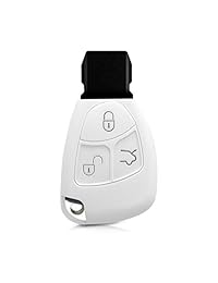 Kwmobile Car Key Cover para Mercedes Benz - Funda protectora de silicona para Fob para Mercedes-Benz 2-3 Button Key Car - Negro Blanco Blanco