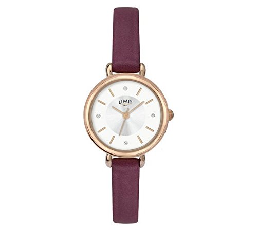 Limit Ladies' Analogue Quartz Rose Gold Plated Wine Strap Watch 6291