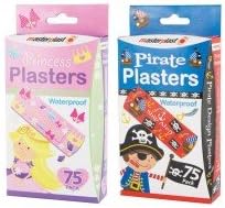 150 Waterproof Plasters/2 packs, 75 Princess 75 Pirate