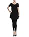 AMORE ALLFY Women's Short Sleeve V-Neck Flare Tunic Black X-Large