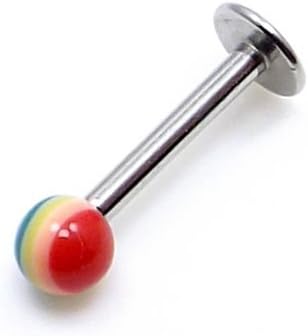 Gemini body jewellery Pack of 2 Rainbow (Gay Pride) Lip/Chin Labret 16 Gauge (1.2mm x 8mm)