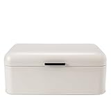 SveBake Bread Box for Kitchen Counter Vintage Retro Design Carbon Steel Bread Bin with Powder Coating, Cream (Included a Free PDF Baking E-BOOK)