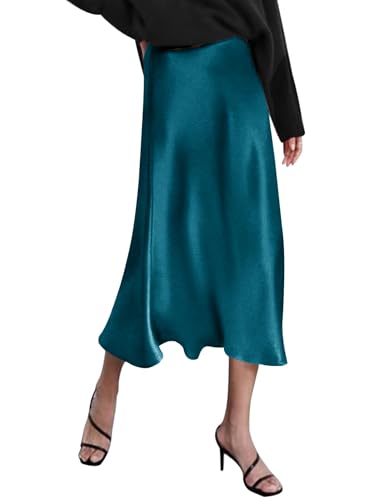 Zeagoo Women's Satin Midi Skirt