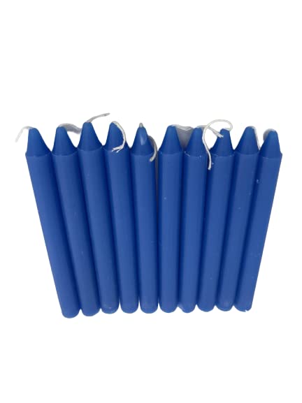 Pack of 10 Colourful Non DRIP Dinner Candles for Less Price - AVILABLE in Purple, Green,Blue,Pink, Orange,White and RED (Blue)