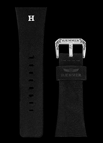 HMMER-Teriffic-Herrenuhr-aus-Edelstahl-Automatikuhr-mit-schwarzem-Armband-aus-Kalb-Nubukleder-Gebrstetes-Bicolour-Edelstahlgehuse-Kratzfestes-Saphirglas