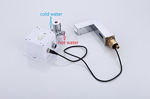 Gangang Led Touch-Free Automatic Bathroom Vessel Sink Sensor Faucet Hot & Cold Mixer Faucet With Color Changing LED,Contemporary Waterfall Automatic Sensor Faucet Hot Cold Water,Lavatory Plumbing Taps - Thumbnail 6