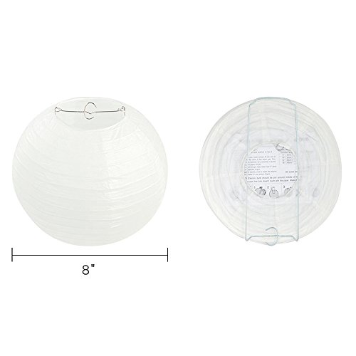 Novelty Place 8 inch White Paper Lanterns (Pack of 10) - Great Chinese/Japanese Home, Party & Wedding Decorations