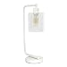 Simple Designs LD1036-WHT Bronson Antique Style Industrial Iron Lantern Glass Shade Desk Lamp, White