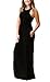 GRECERELLE Women's Round Neck Sleeveless A-line Casual Maxi Dresses with Pockets Black-2XL