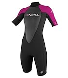 O'Neill Wetsuits Womens 2 mm Reactor Short Sleeve Spring Suit, Black/Berry, 8