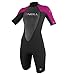 O'Neill Women's Reactor 2mm Short Sleeve Back Zip Spring Wetsuit,Black/Berry,14