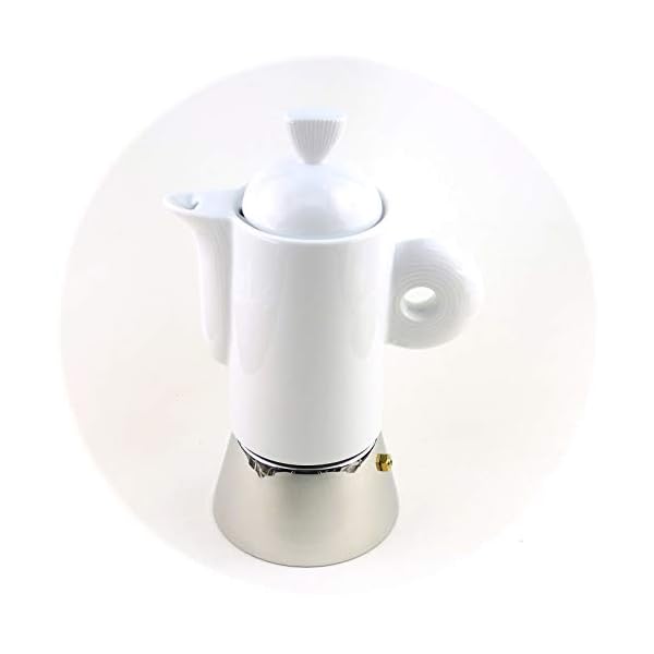 Moka Consorten Italienischer Espressokocher »Darling« aus Edelstahl, weißem Porzellan & Alu-Trichter (105 ml) / Made in… – Bild 3
