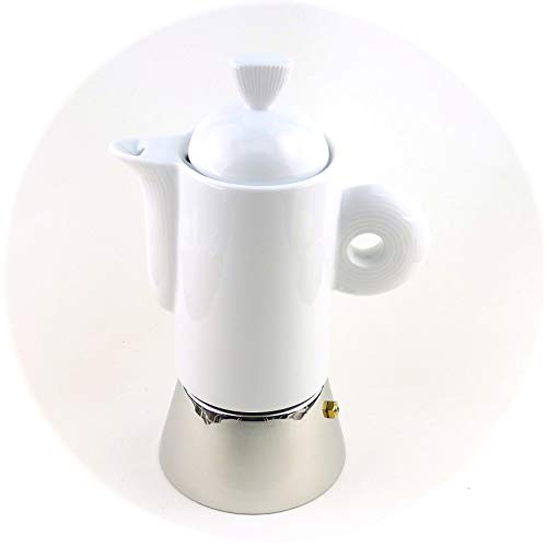 Moka Consorten Italienischer Espressokocher »Darling« aus Edelstahl, weißem Porzellan & Alu-Trichter (105 ml) / Made in… – Bild 3
