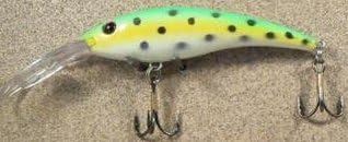 JLVLures JLV Lures Curved Minnow Freshwater Diver Glitter Frog : Walleye Sauger Pike Bass Steelhead Crankbait Deep Troll Tantalizing Curve Body Wobble Kicking Rattle Rattling Trolling Casting Cast Treble Bronze Hook Darting Structure Fishing Gravel Bottom Rock Stump