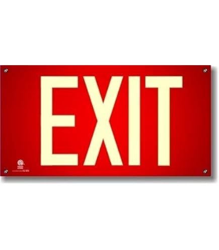 Photoluminescent Exit Sign Red - Aluminum - UL 924 Code