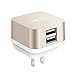 Lab C X2, 2Port USB Wall Charger, Rapid Charging [Smart IC Technology][2.4A] 2-Port Foldable Travel Wall Charger with Quick Charge -Gold (LABC-593-GD)