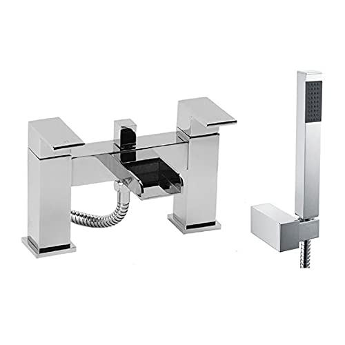 Nes Home Cascade Waterfall Bath Shower Mixer Tap Handset Chrome Deck Mounted