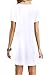 YMING Simple Loose Dress for Women Summer Short Sleeve A Line Dress White L