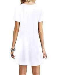 YMING Vestido casual de manga corta para mujer con una línea de swing, simple, multicolor