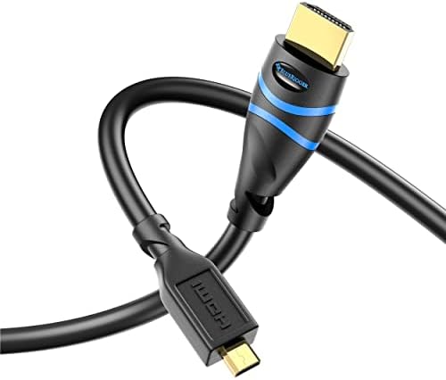 BlueRigger Micro HDMI to HDMI Cable 10FT, 4K 60Hz, HDR, High Speed